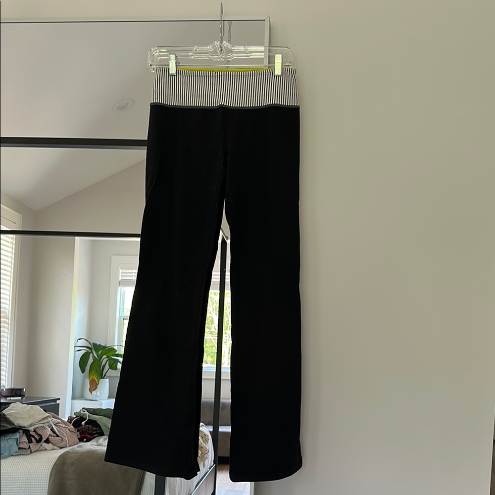 Lululemon Black Yoga Pants with Striped Waistband